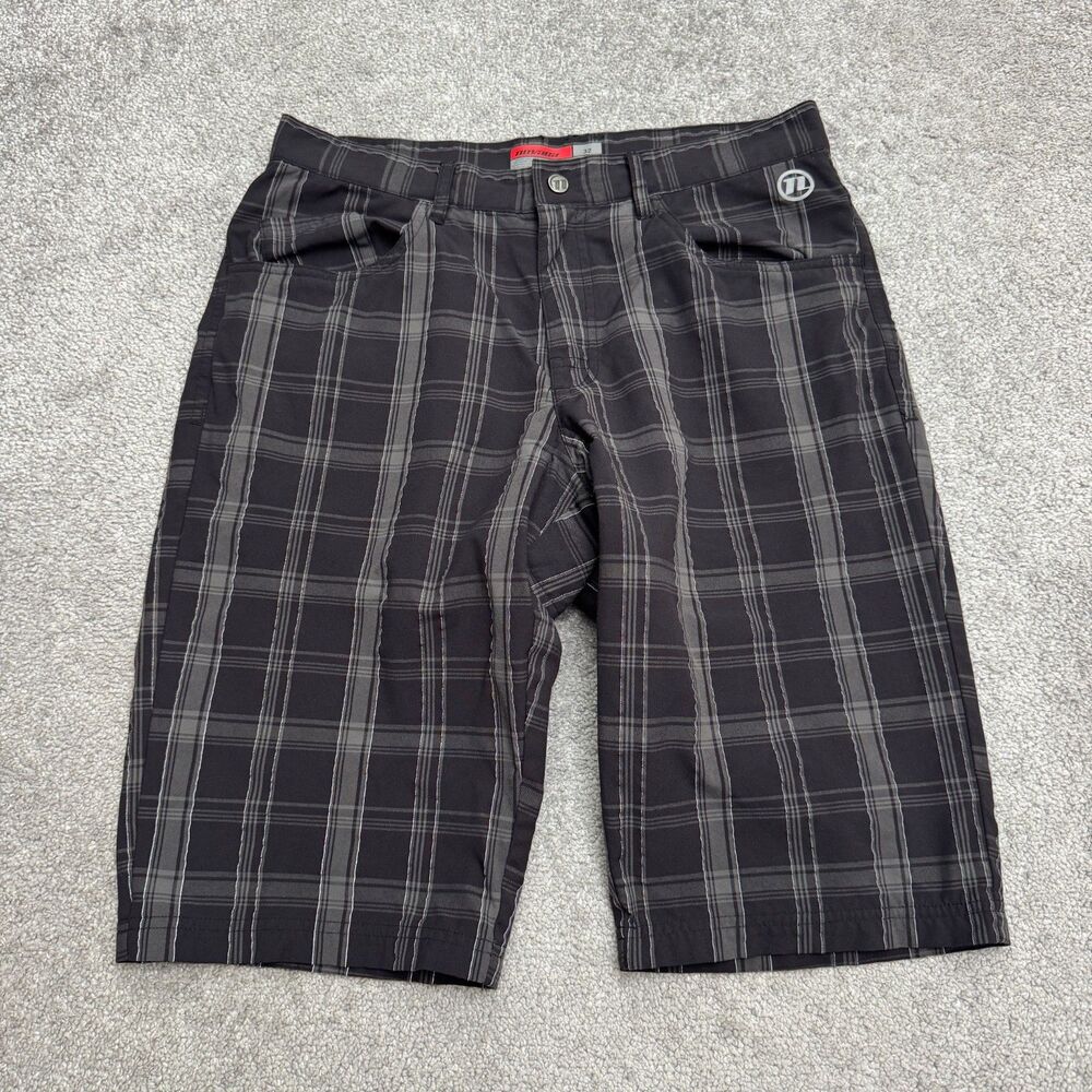 Novara Padded Cycling Shorts Mens 32 Gray Plaid Lightweight Mountain Bike MTB